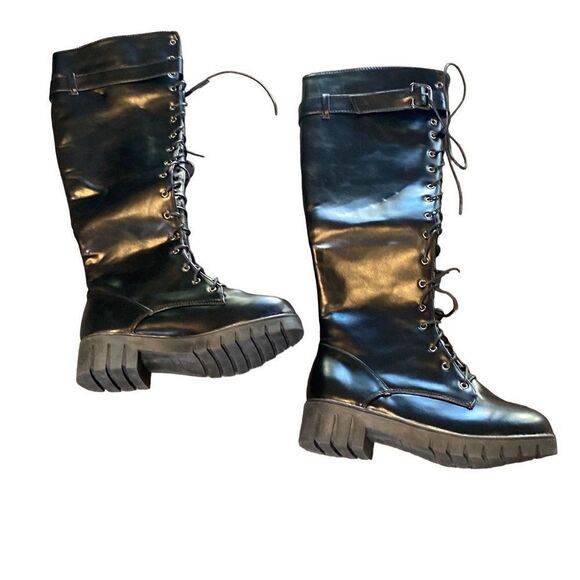 Women’s Lace Up Knee High Combat Boot NEW Size 38 (US7) - Picture 2 of 6